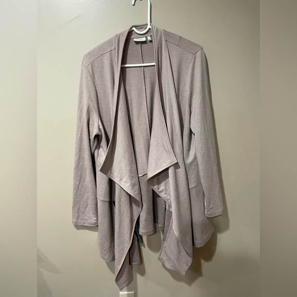 LOGO by Lori Goldstein Sweaters - LOGO by Lori Goldstein Taupe Open Waterfall Cardigan